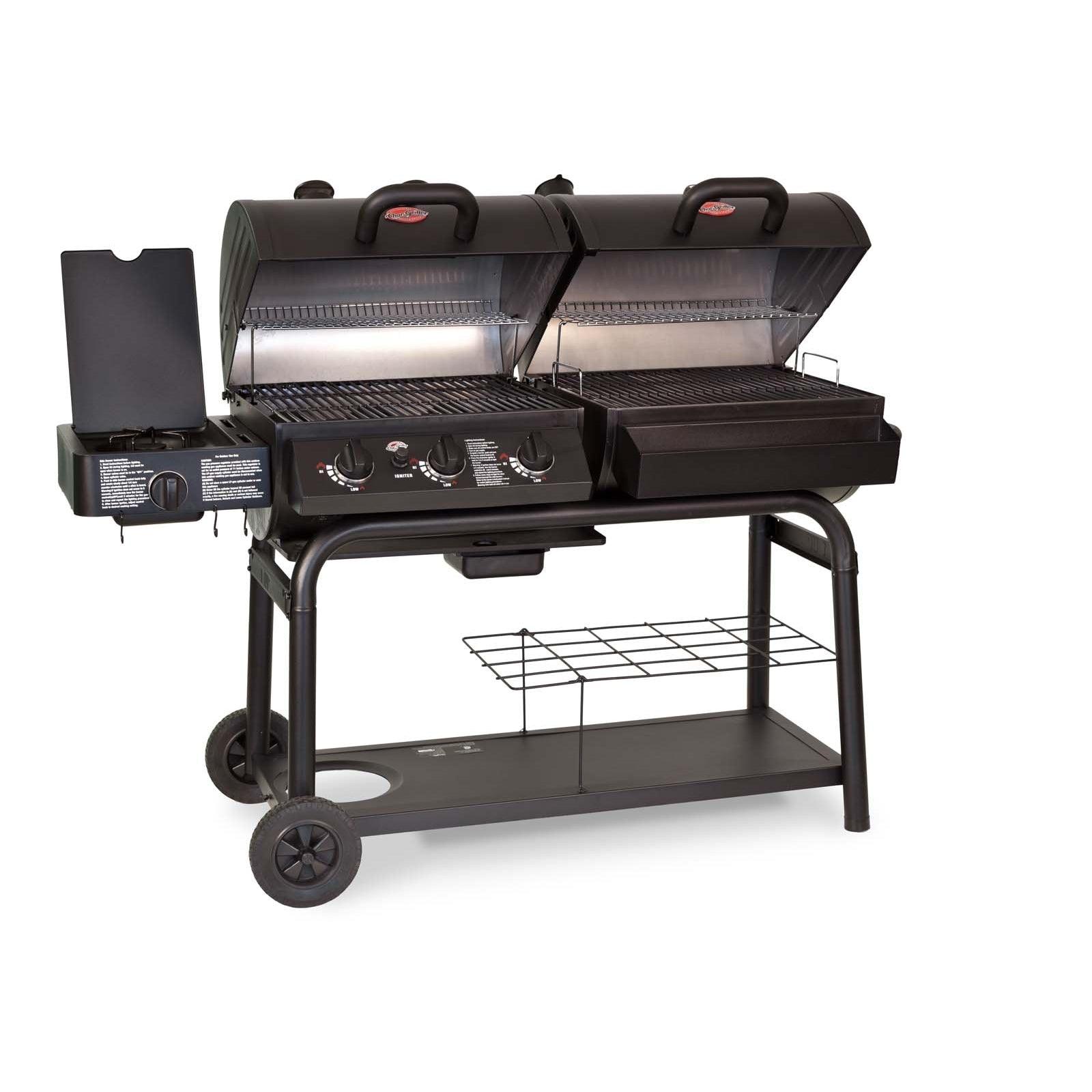 Char-Griller Duo‚ 5050 Gas and Charcoal BBQ with Side Burner