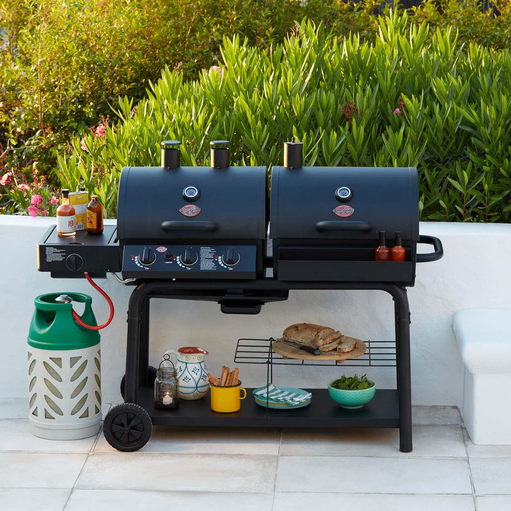 Char-Griller Duo‚ 5050 Gas and Charcoal BBQ with Side Burner