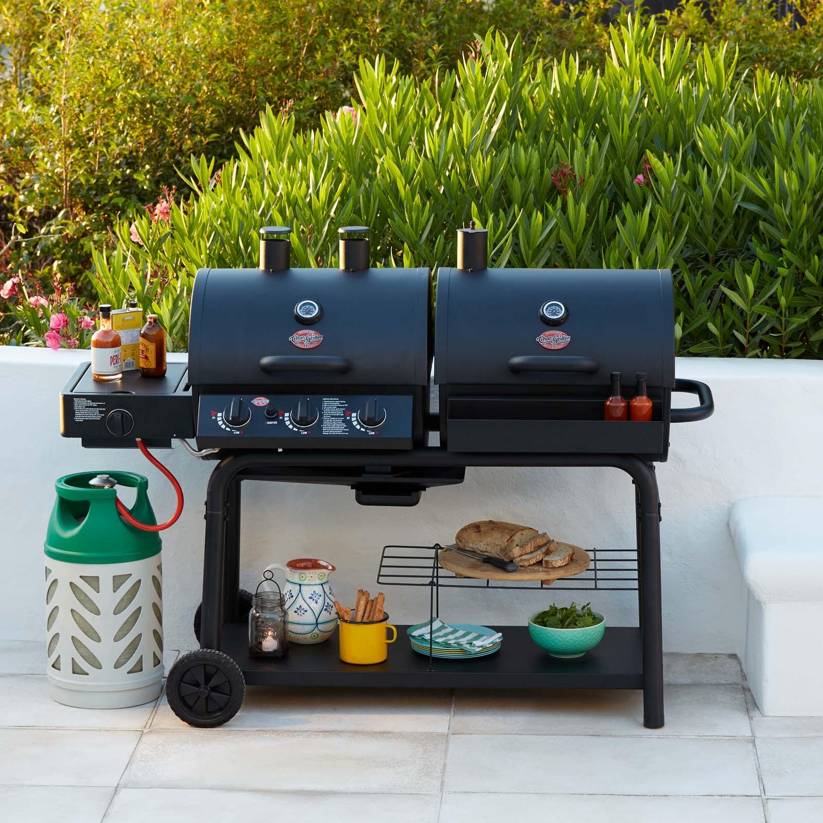 Char-Griller Duo‚ 5050 Gas and Charcoal BBQ with Side Burner